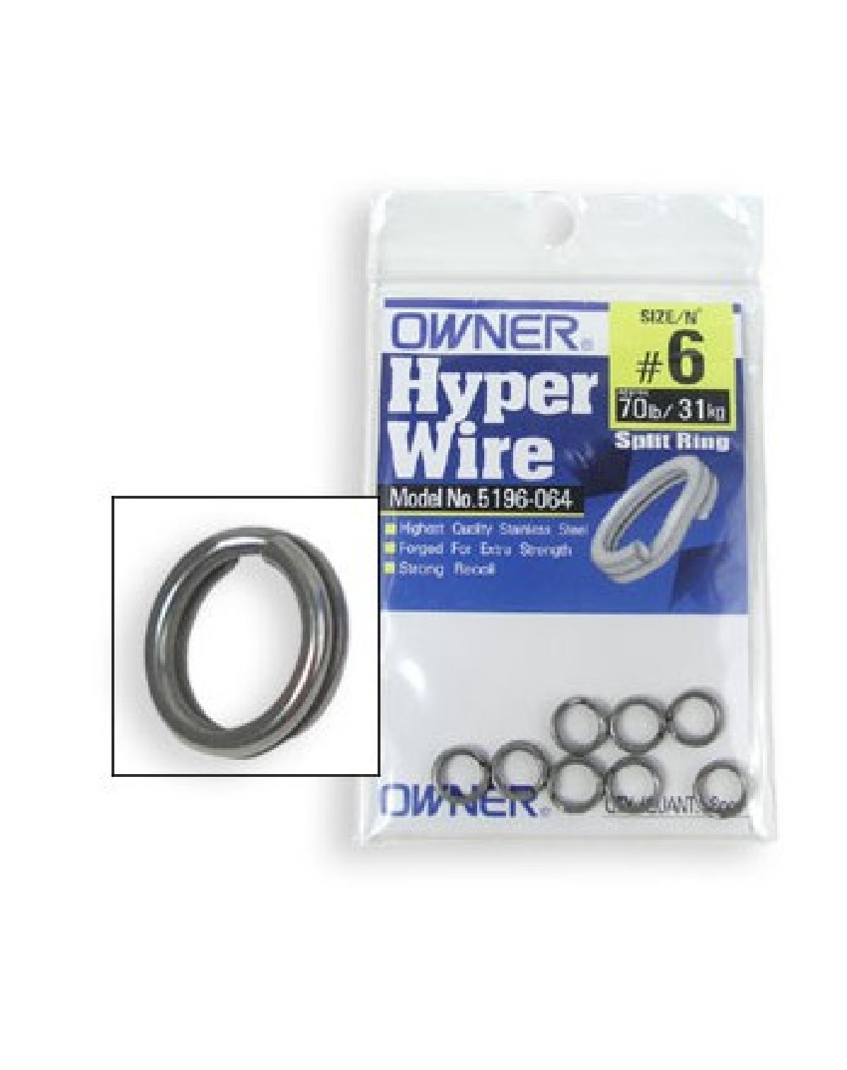 Owner Hyper wire Splitringen 10   6st. 220lb/99kg