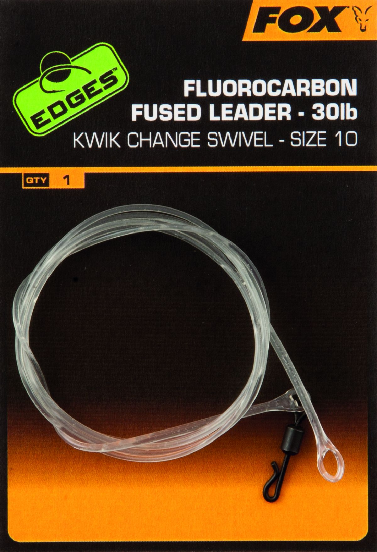 Fox Fluorocarbon Fused Leader 30LB Kwik Change Swivel size 7