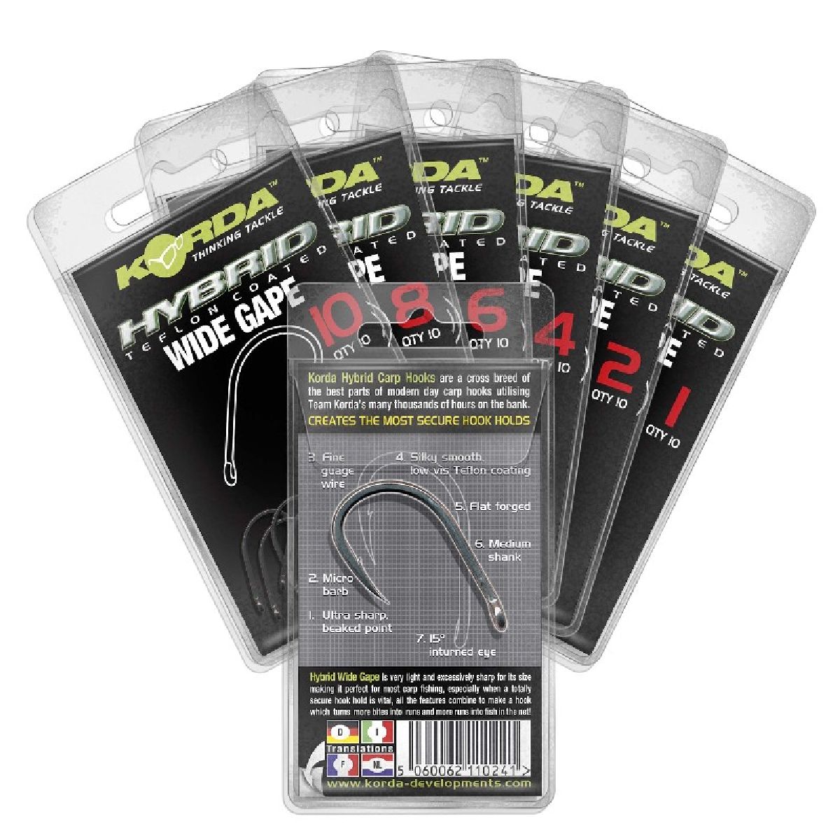 Korda Wide Gape Size 4, 10 st