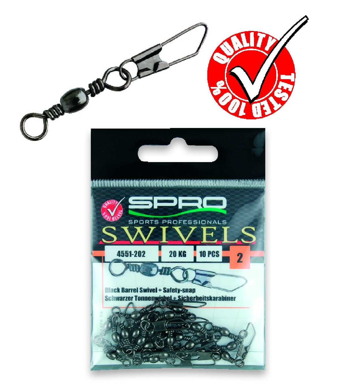 Spro Barrel Swivel + Safety - snap 10 10kg