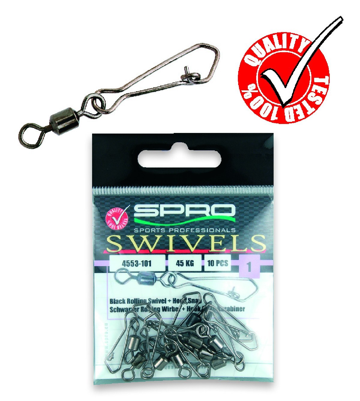 Spro Rolling swivel + Hook snap 3 33kg Spro Rolling swivel + Hook snap 3 33kg
