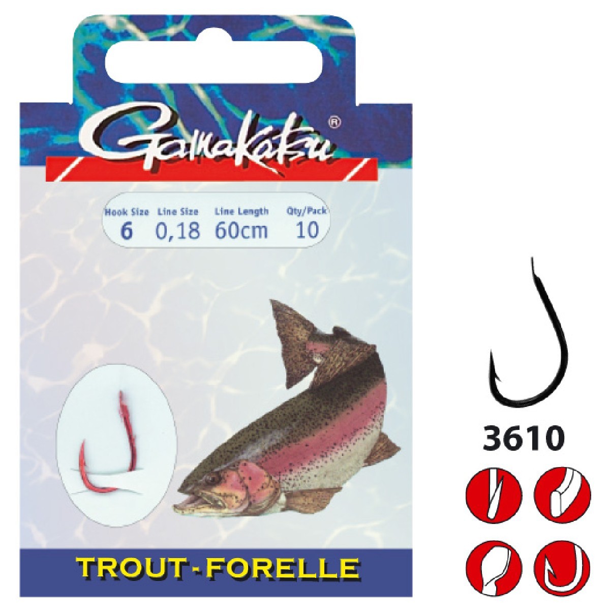 Gamakatsu Hook Bkd-3610N Trout 100 Cm 08-020 mm