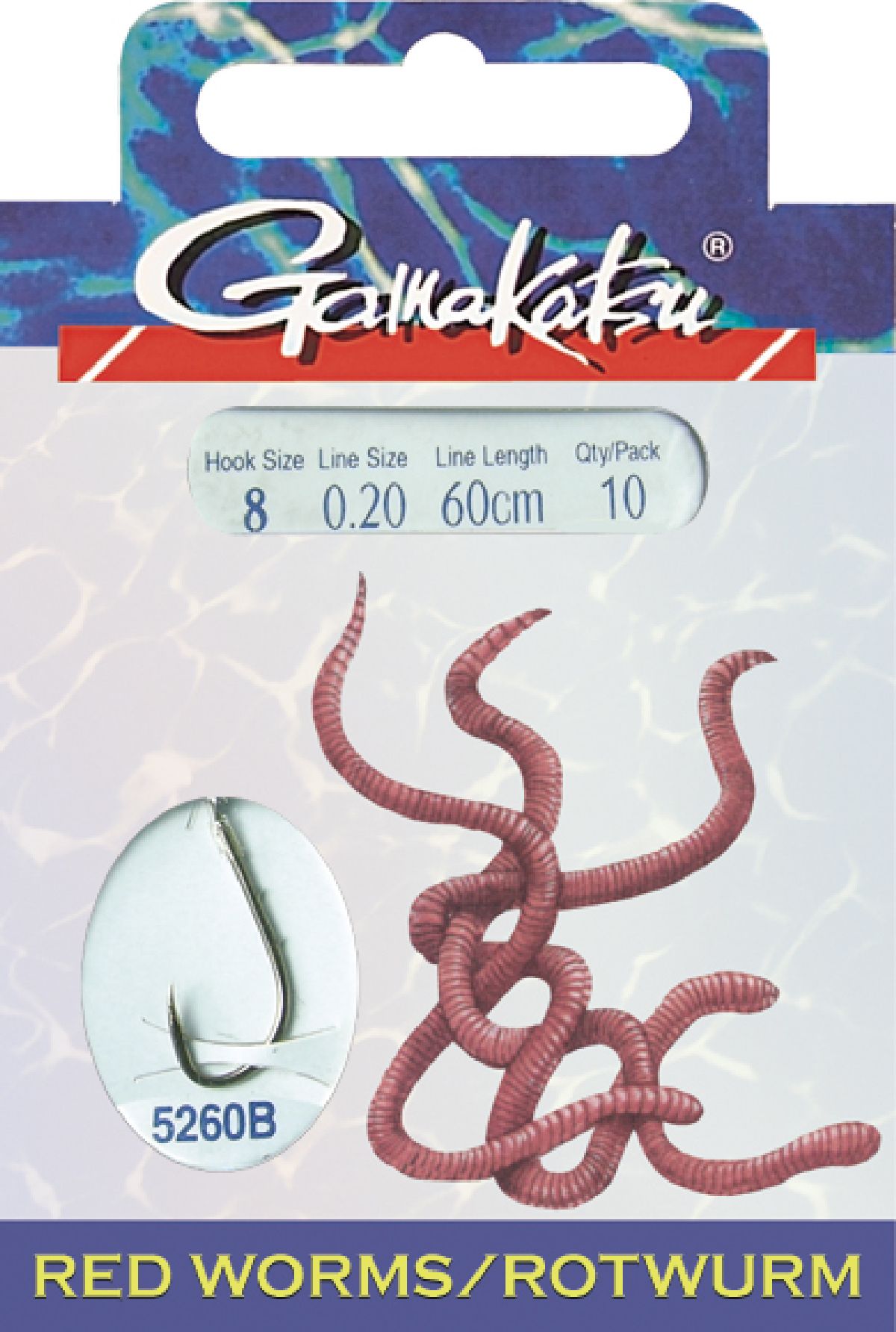 Gamakatsu Hook Bkd-5260R Red Worm 75Cm