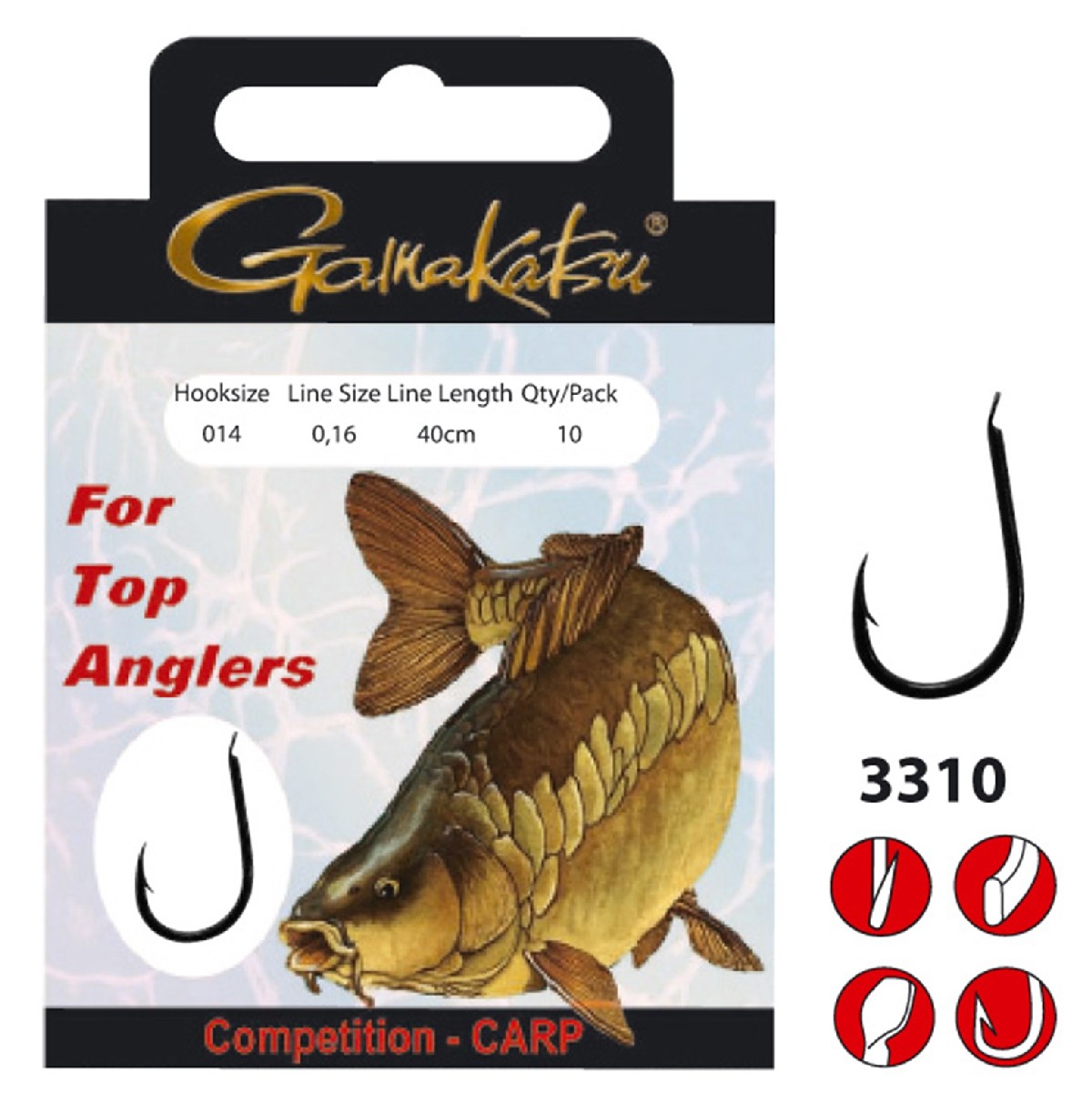 Gamakatsu Onderlijnen Competition Carp Haak 3310B - 40cm (10 pcs)