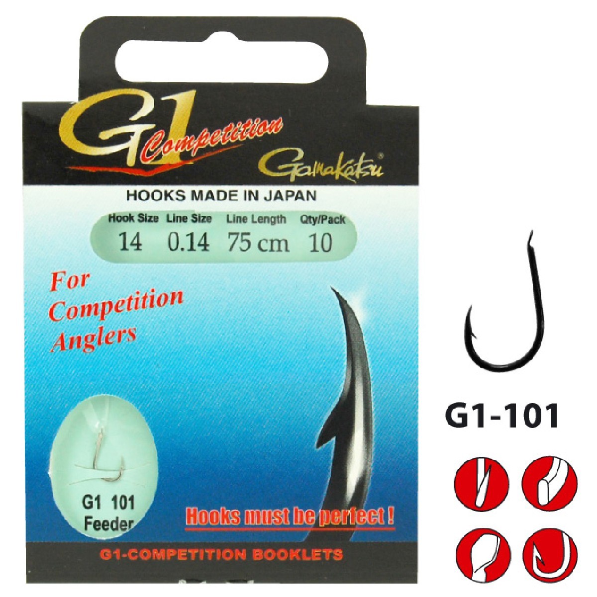 Gamakatsu G-1 Competition G1-101 75cm 12-0.16, 10 st