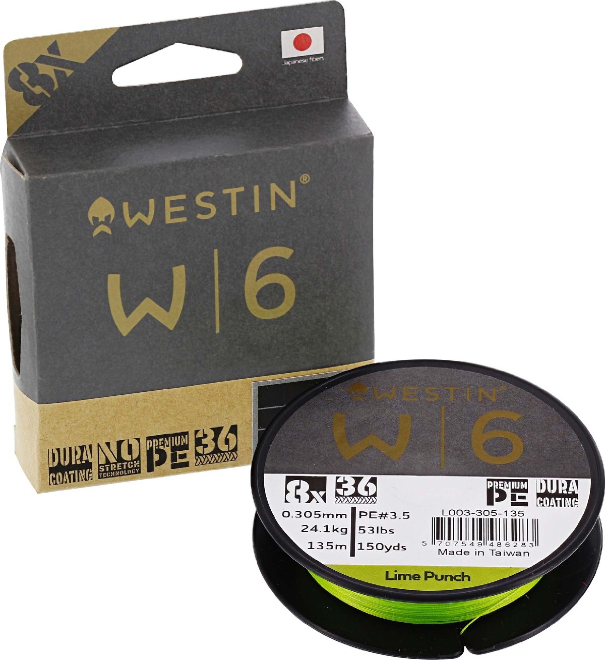 Westin W6 8 Braid Lime Punch 135m 0.148 mm 6.8kg
