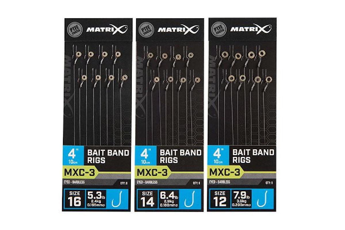 Fox Matrix MXC-3 Barbless Bait Band Rigs 10cm 8st. Size 14 - 0,18 mm
