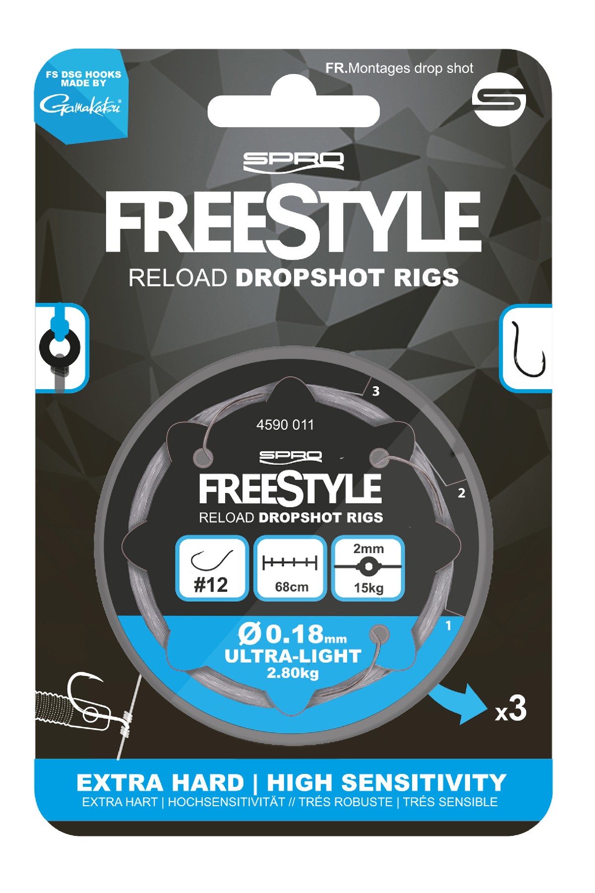 Spro Freestyle Reload Ds Rig 3St. 0.18 mm / haak maat 12