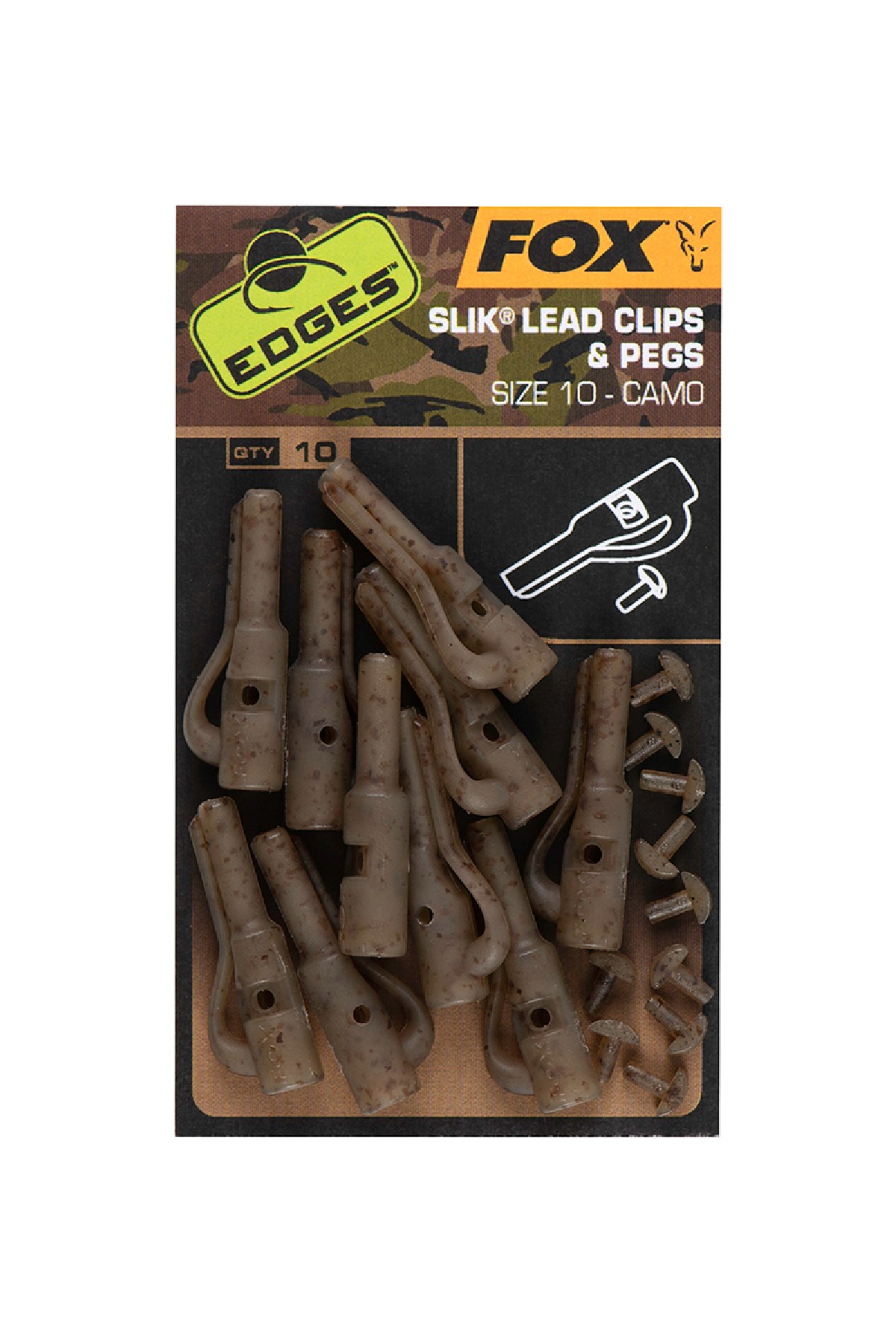 Fox Edges Camo Size 10 Slik Lead Clip & Pegs Fox Edges Camo Size 10 Slik Lead Clip & Pegs
