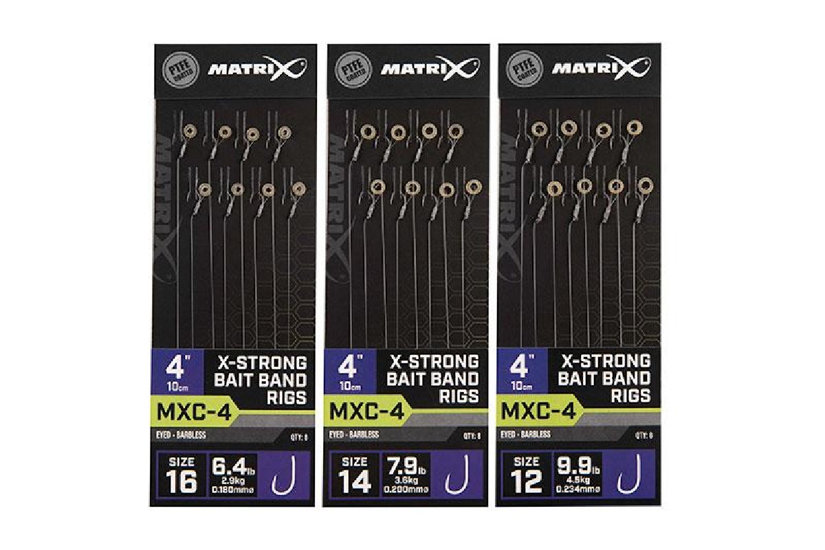 Fox Matrix MXC-4 Barbless X-Strong Bait Band Rigs 10cm 8st. Size 14 - 0,20 mm