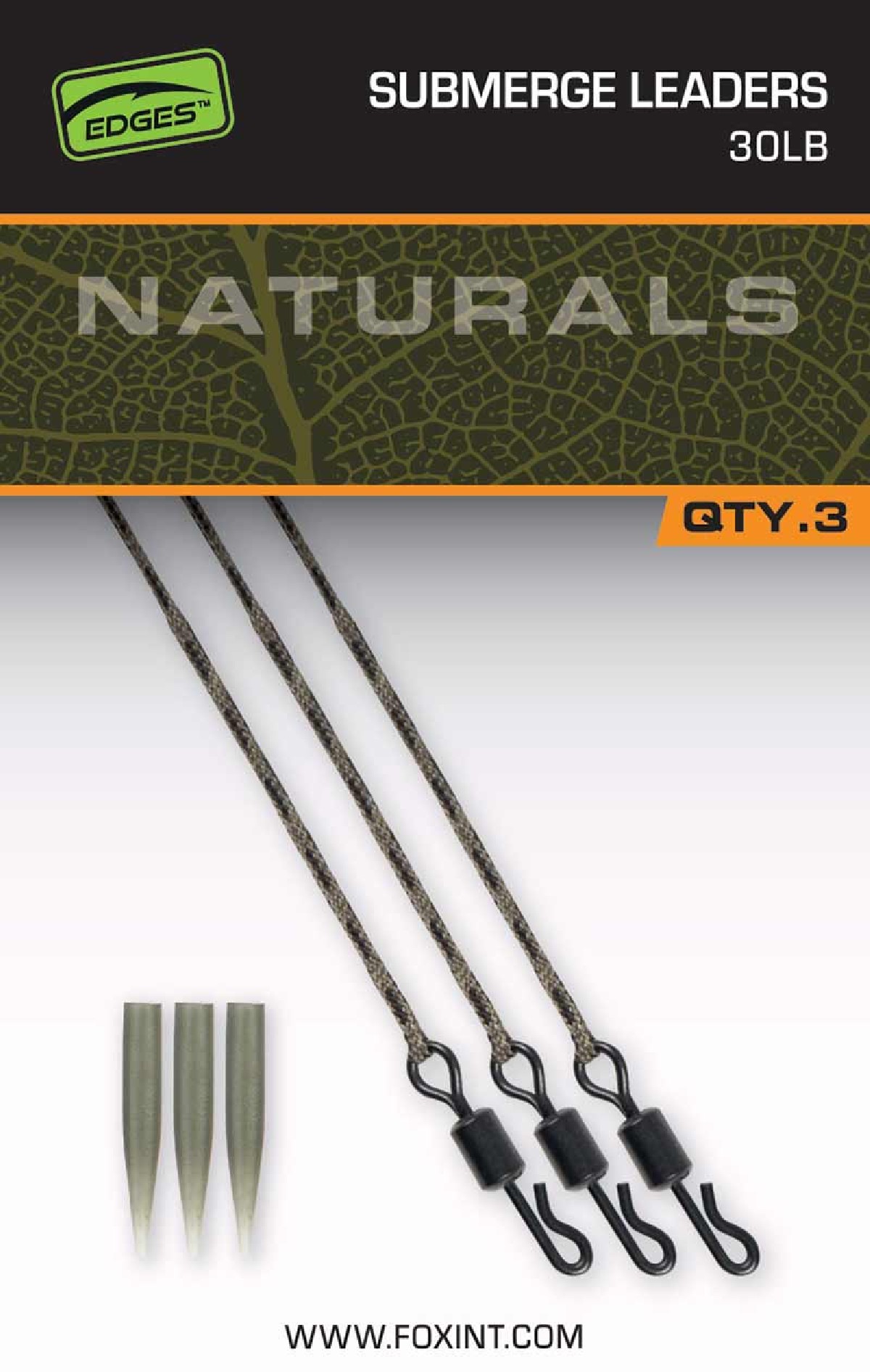 Fox Naturals Submerge Leaders 30lb (3 pcs)