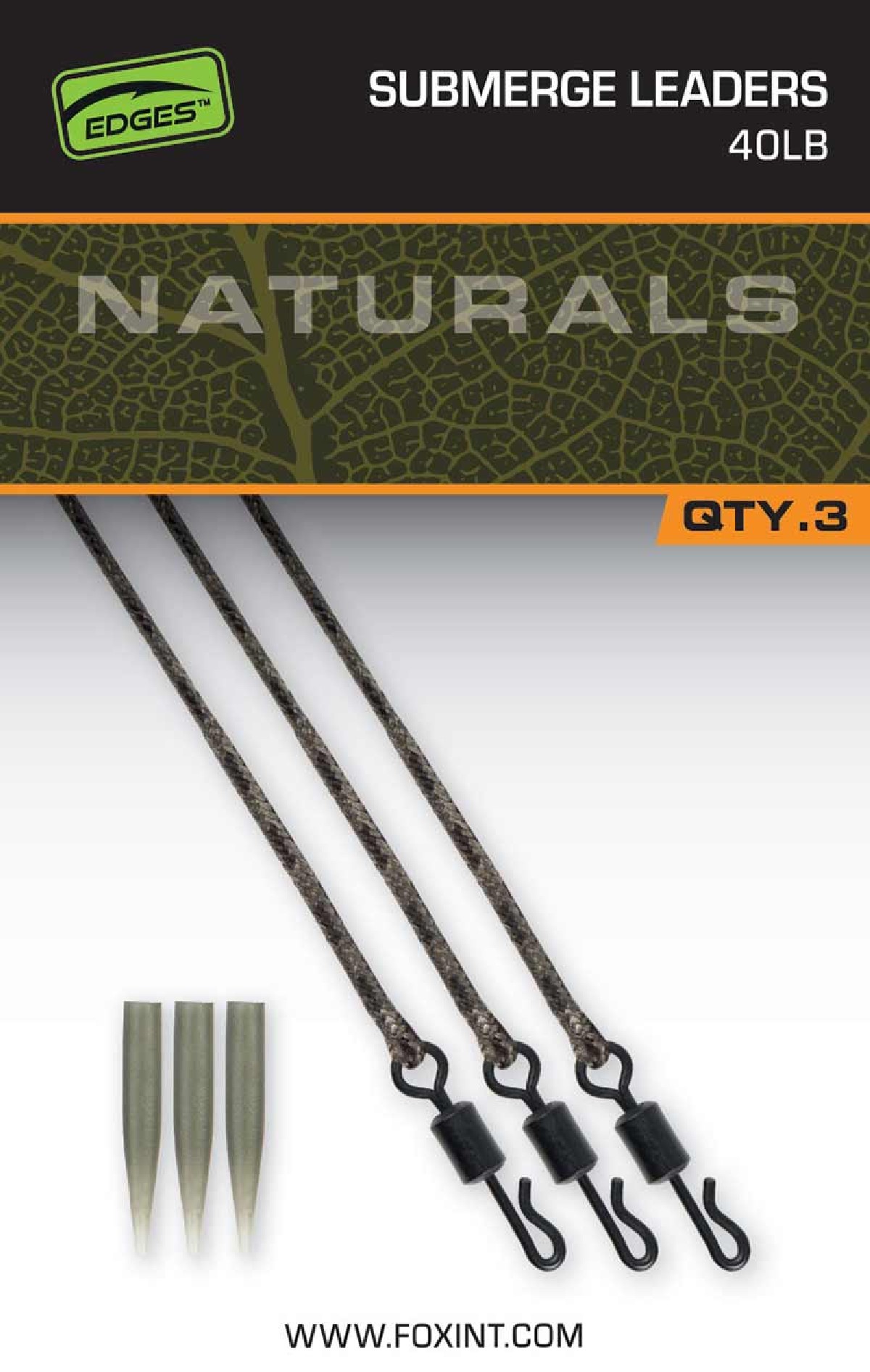 Fox Carp - End Tackle Naturals Submerged Leaders x 3 - Fox Carp