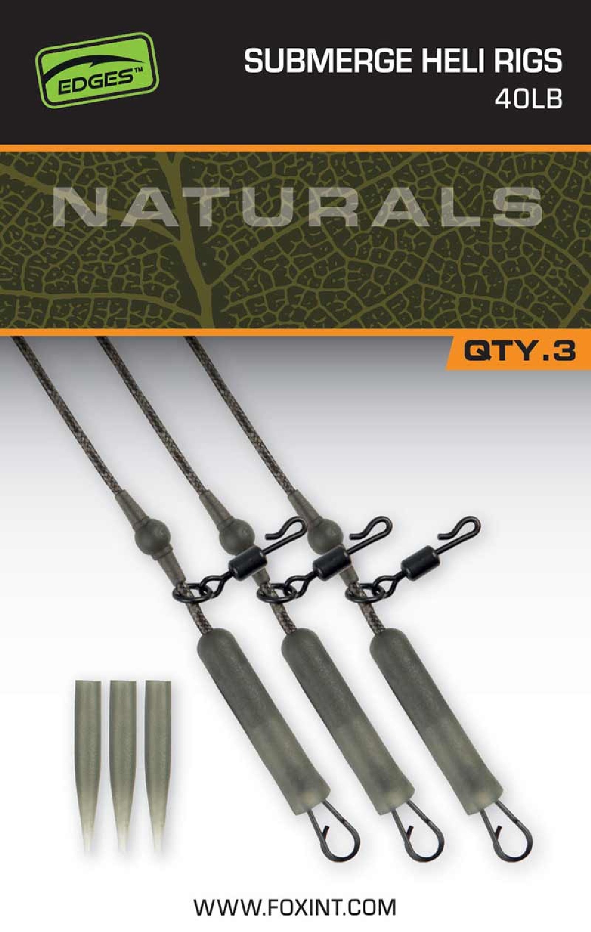 Fox Naturals Submerge Heli Rigs (3 pcs) - Maat : 40lb