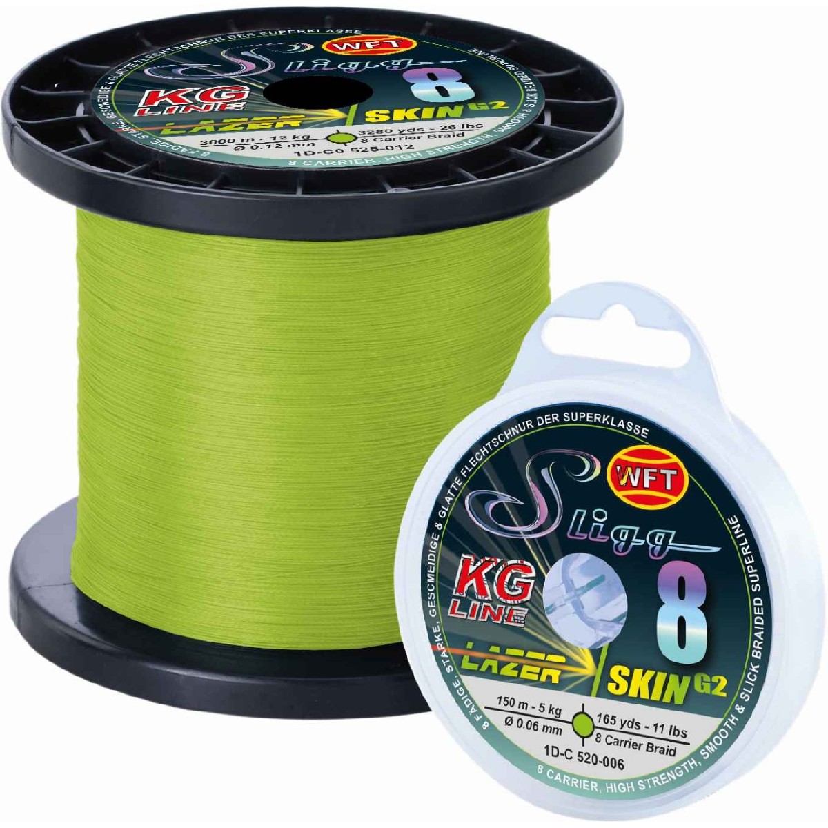 WFT Sligg 8 Chartreuse 150m 0,06 mm 5kg