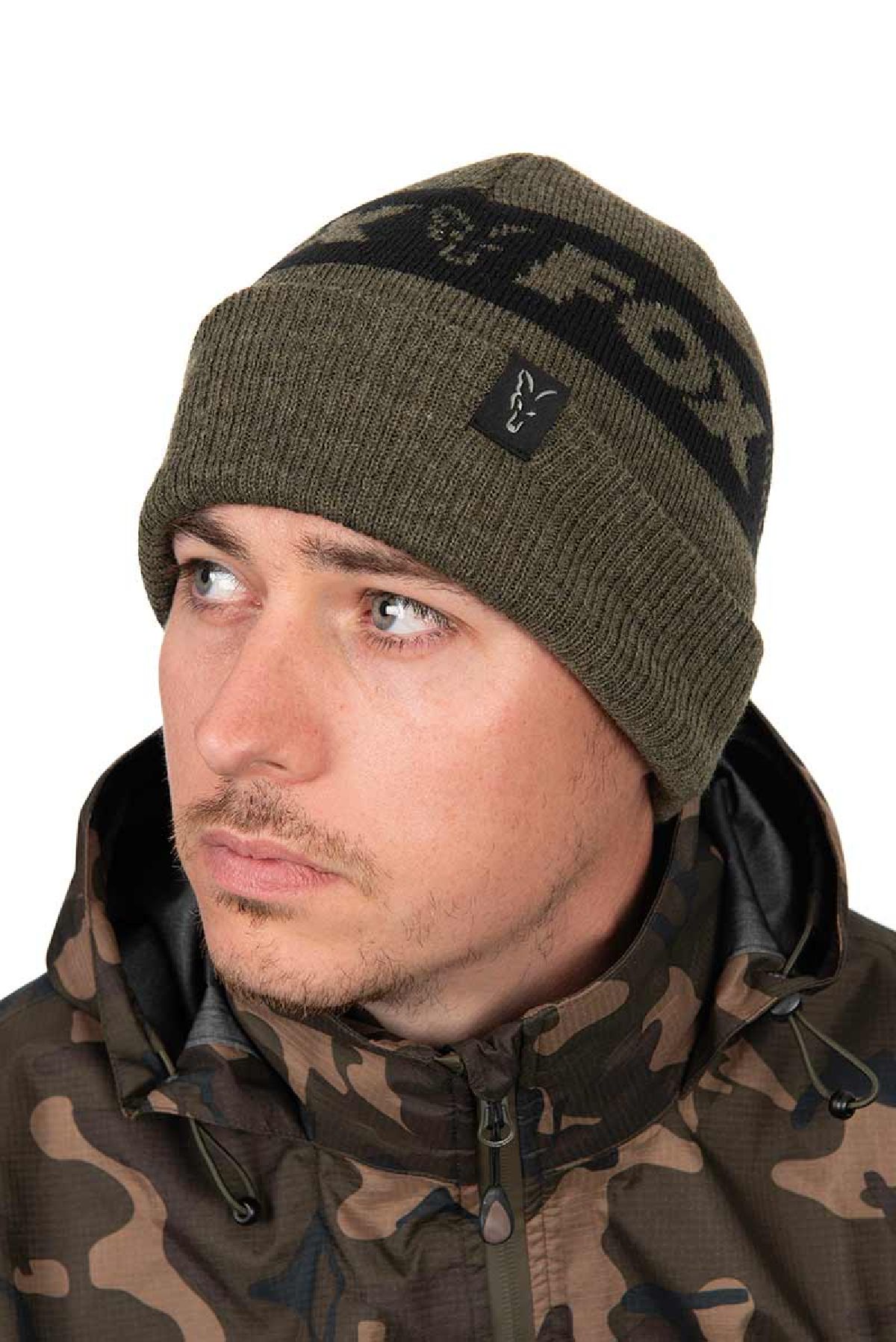 Fox Collection Beanie Green & Brown