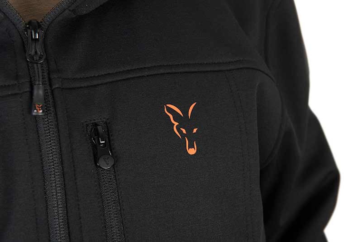 Fox Collection Soft Shell Jacket Black & Orange Large