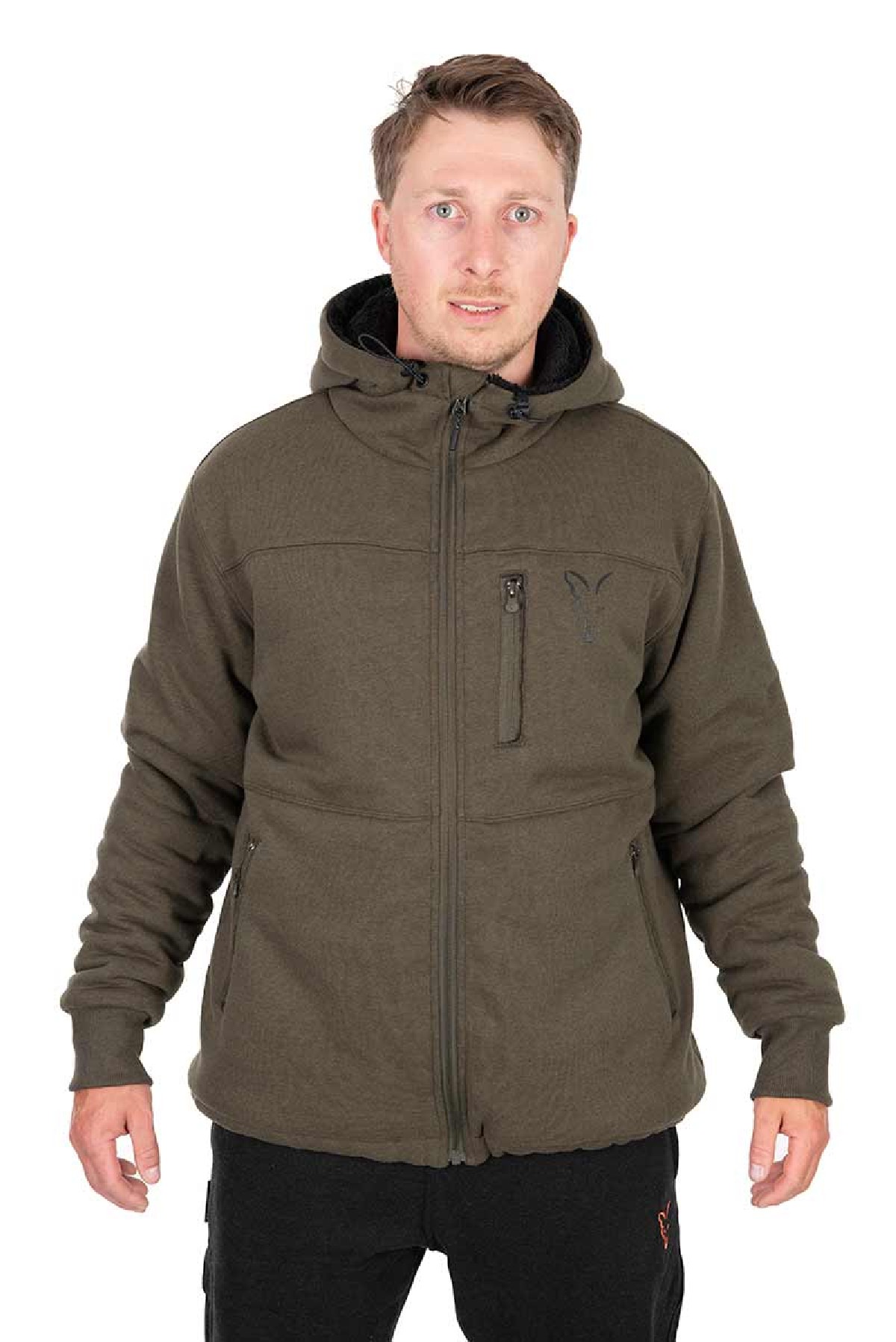 Fox Collection Sherpa Jacket Green & Black Small