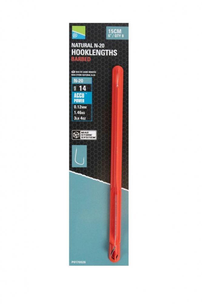 Preston Natural N-20 Hooklength Barbed (8 pcs)