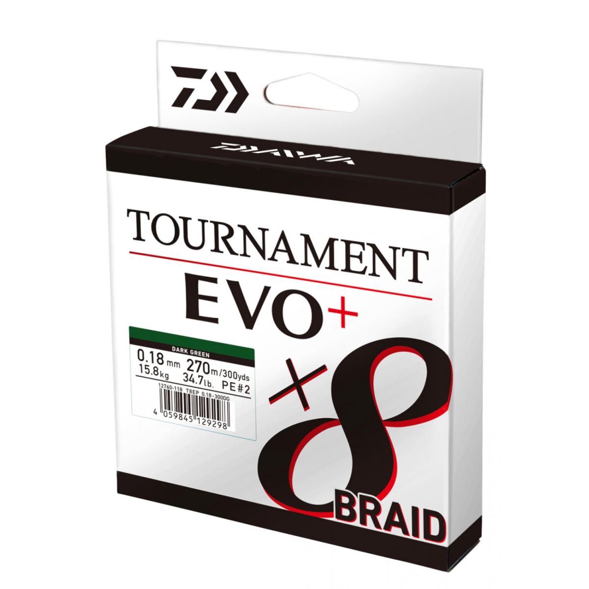 Daiwa Tournament X8 EVO+ Dark Green 135m 0.08 mm 4.90kg