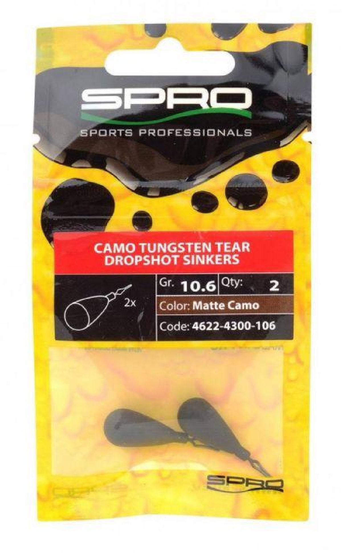 Spro Tungsten Tear Dropshot Sinkers Matt 5,3 gr 2st.