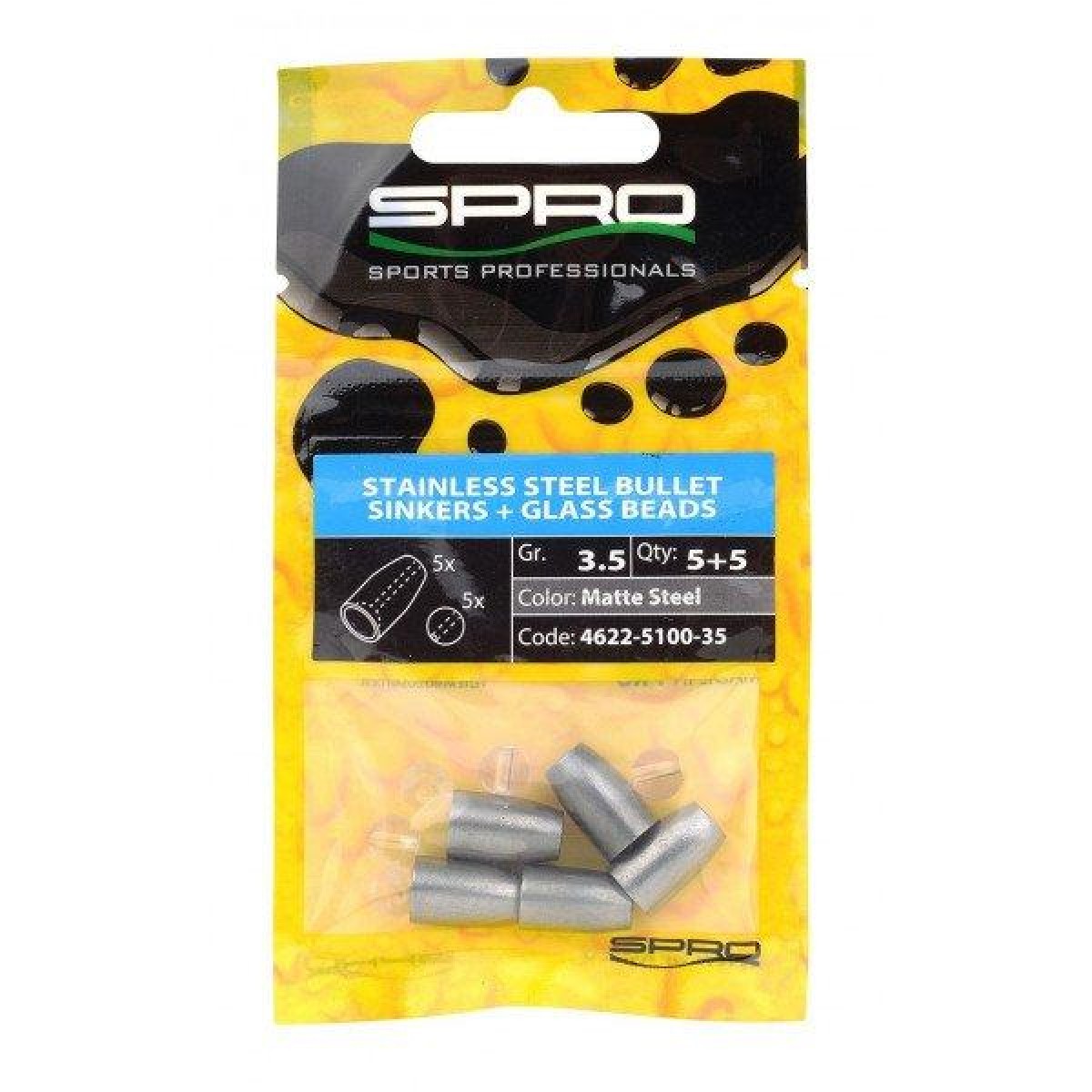 Spro Stainless Steel Bullet Sinkers Matt Steel 5.3 gr 4st.