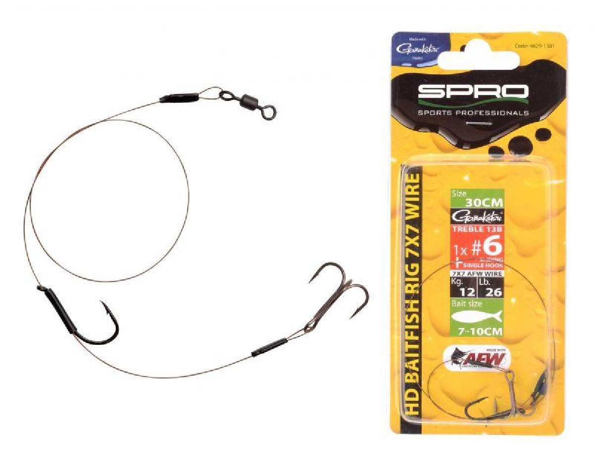 Spro HD Baitfish Rig - 30cm - 1x Treble H4 + 1SH - 18kg