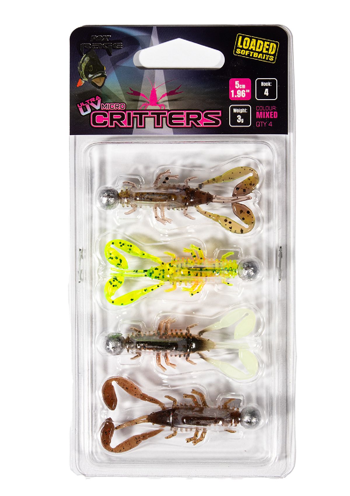 Fox Rage UV Micro Critter 5cm Loaded 3gr 4st.
