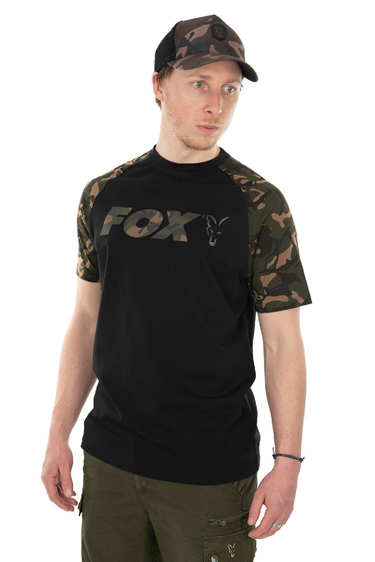 Fox Black  / Camo Raglan T-Shirt Large