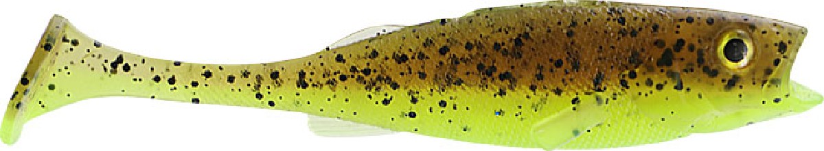 LMAB KØFI Perch Shad 7 cm 5st. Green Pumpkin Chartreuse