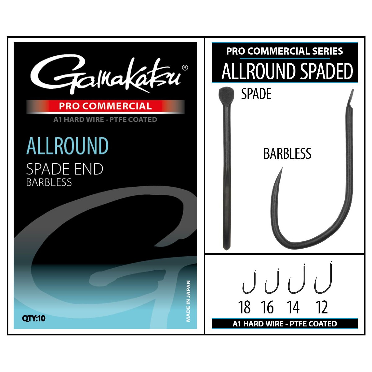 Gamakatsu Pro-C Allround Spade A1 Ptfe Barbless Size 12
