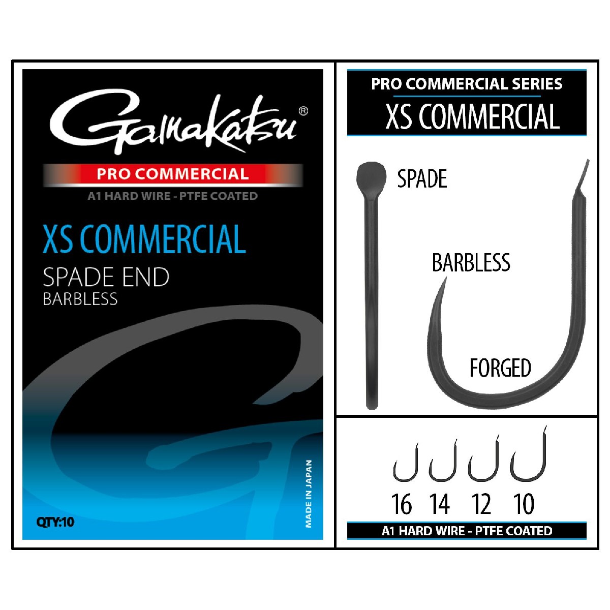 Gamakatsu Pro-C Xs Commercial Spade A1 Ptfe Barbless Size 10