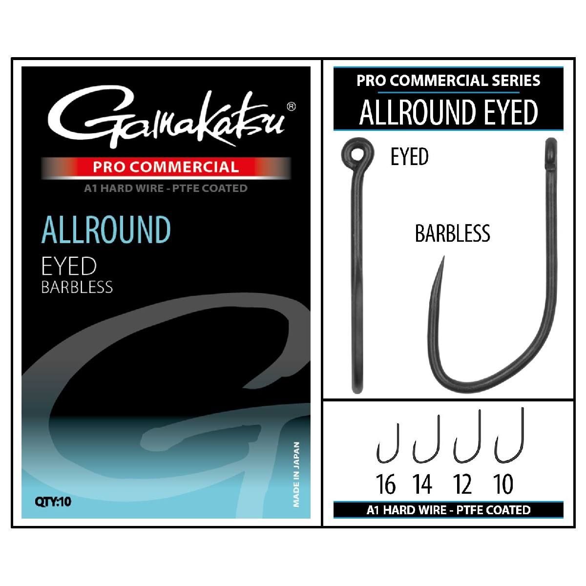 Gamakatsu Pro-C Allround Eyed A1 Ptfe Barbless Size 12