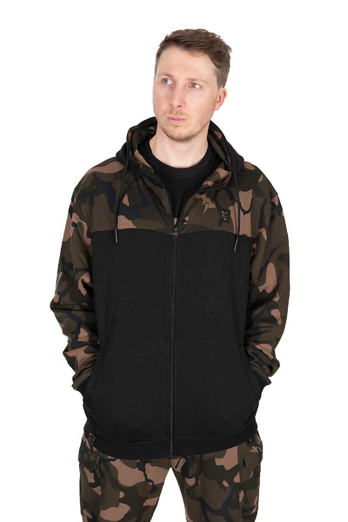 Fox LW Black / Camo Split Zip Hoody Medium