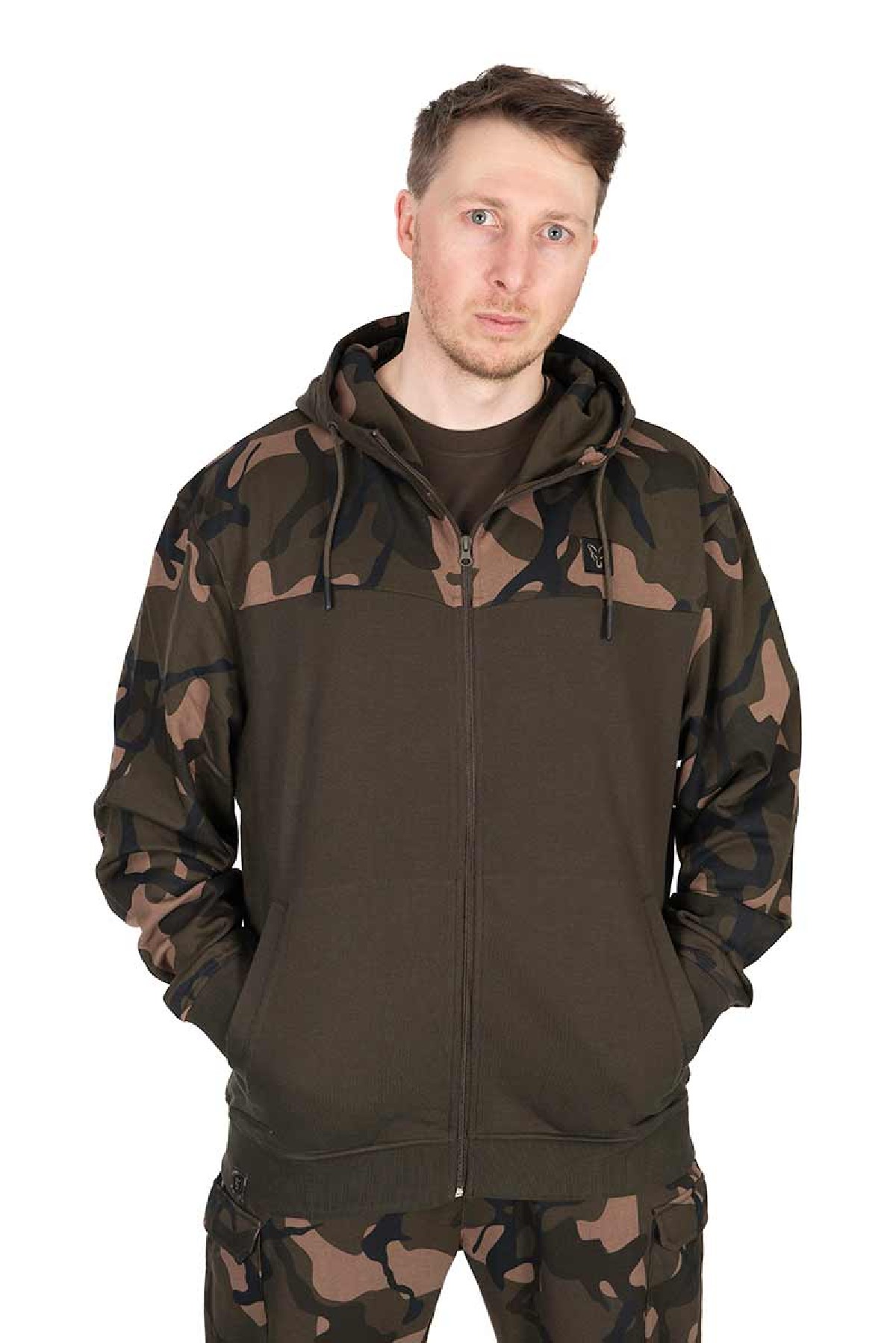 Fox LW Khaki / Camo Split Zip Hoody Medium