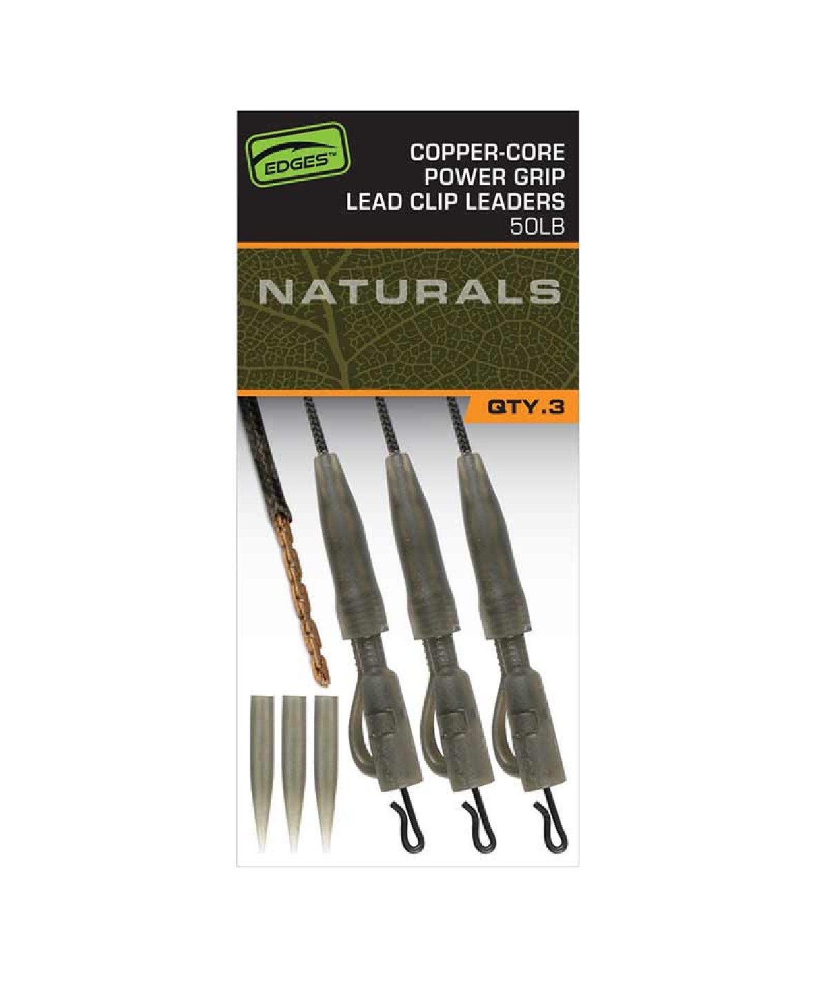 Fox Edges Copper-Core Power Grip Lead Clip Leaders (3 pcs) 50lb