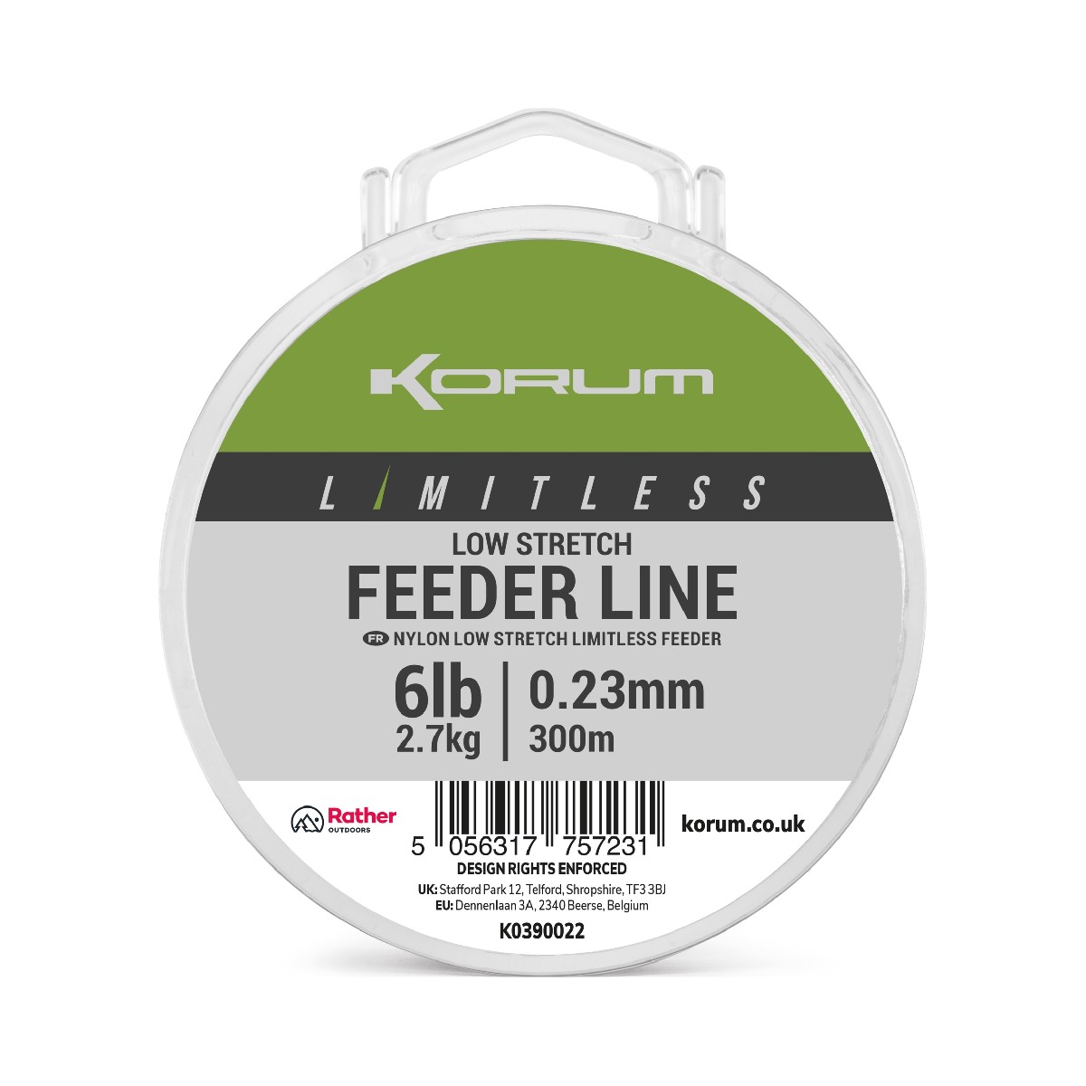 Korum Limitless Low Stretch Feeder Line 0.23mm 300m