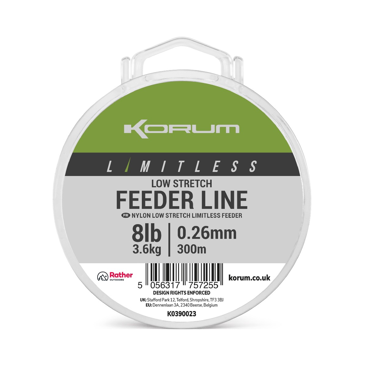 Korum Limitless Low Stretch Feeder Line 0.26mm 300m