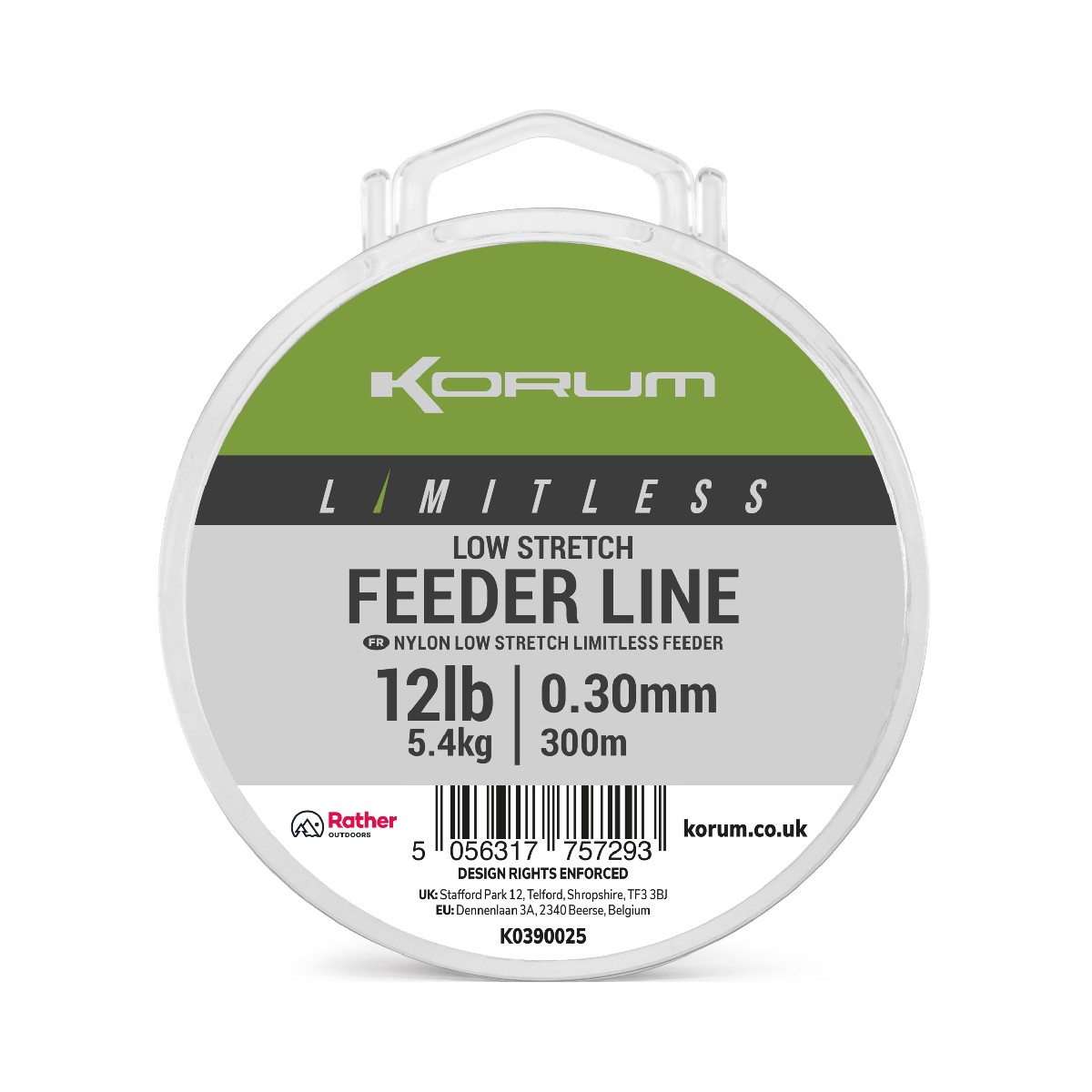 Korum Limitless Low Stretch Feeder Line 0.30mm 300m