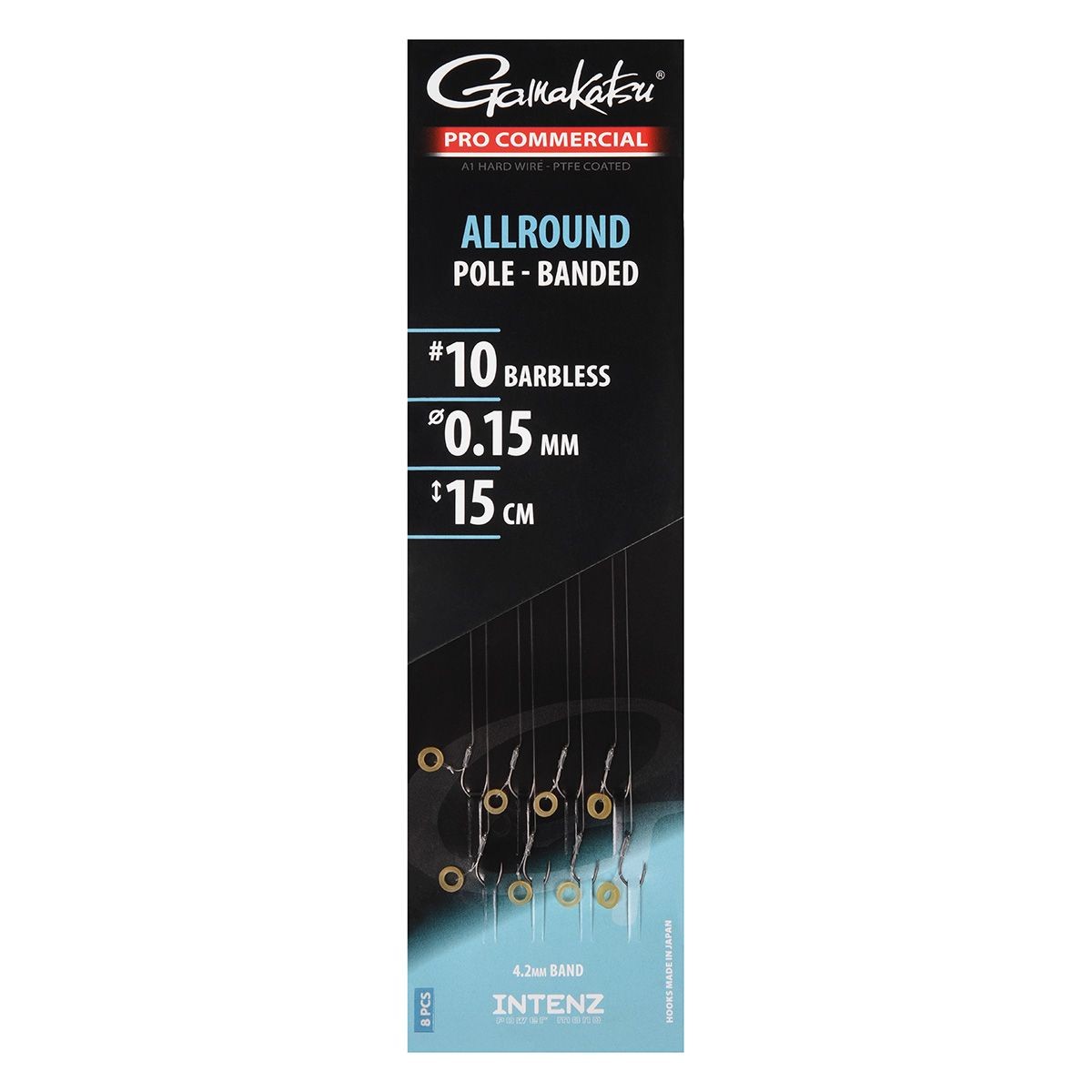 Gamakatsu Pro Commercial Allround Pole - Banded 15cm Barbless (8 pcs) - Maat : haak 10 - 0.15mm