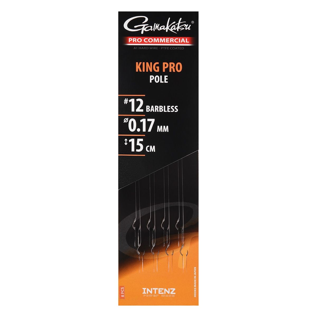 Gamakatsu Pro Commercial King Pro Pole 15cm Barbless (8 pcs) - Maat : haak 12 - 0.17mm