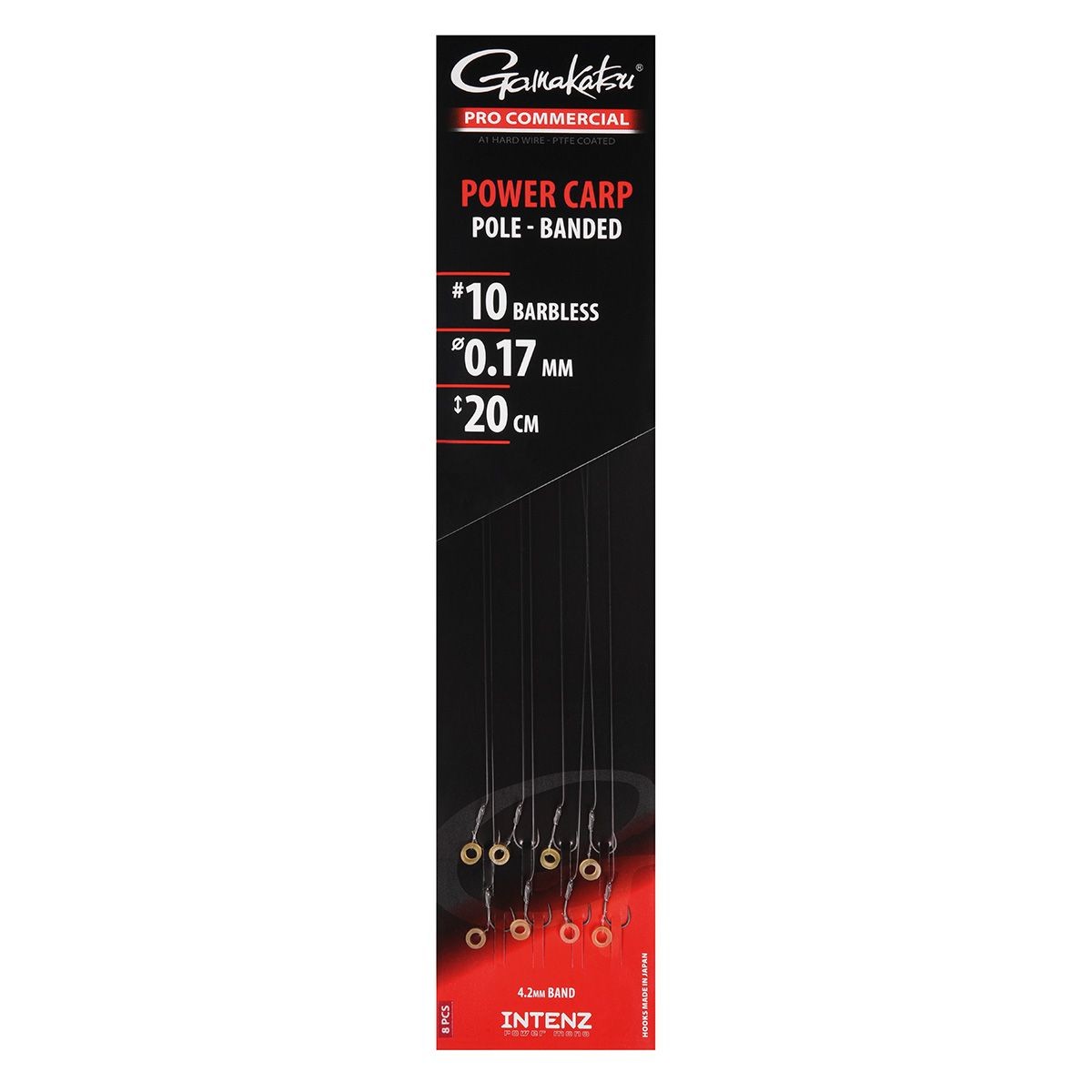 Gamakatsu Pro Commercial Coars Power Carp Pole-Banded 20cm Barbless (8 pcs) - Maat : haak 12 - 0.17mm