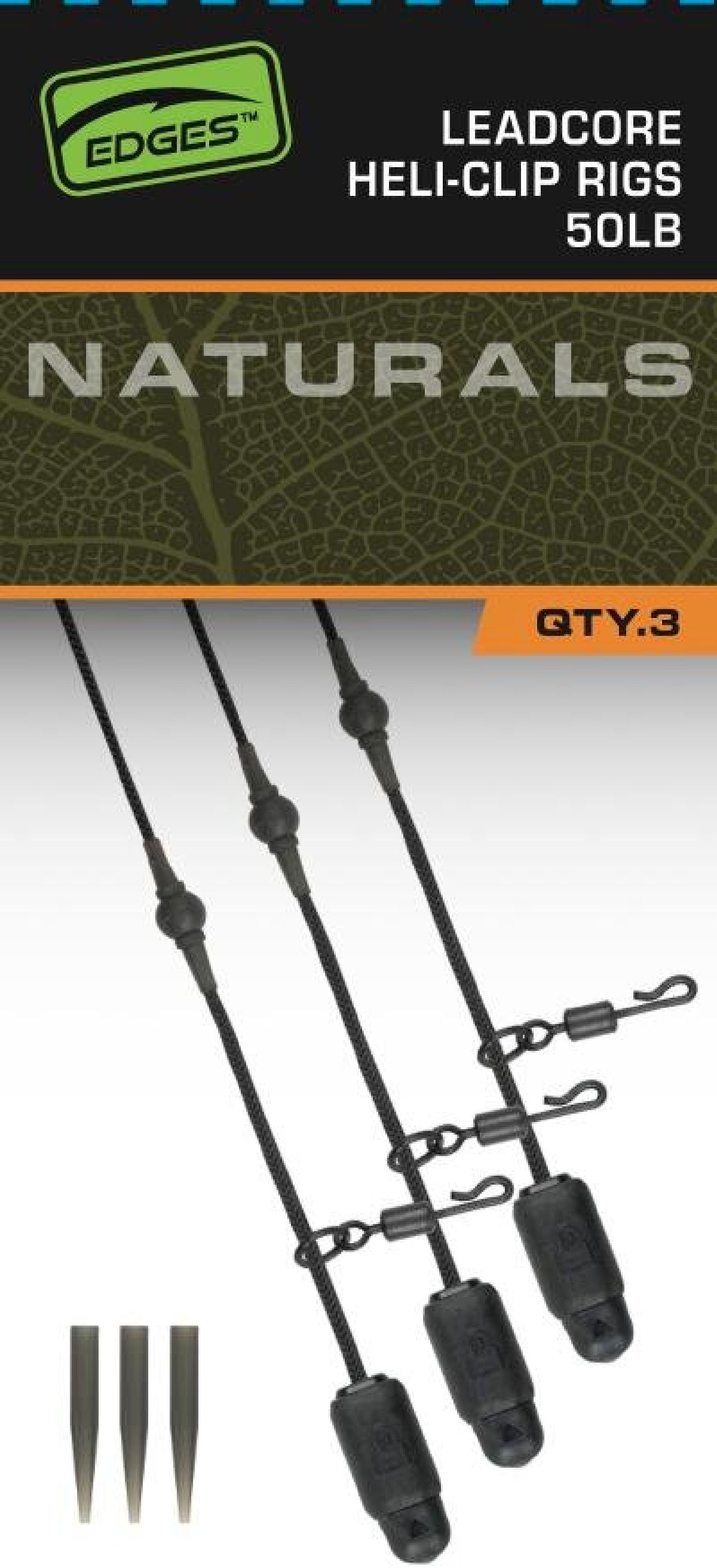 Fox Edges Naturals Leadcore Heli-Clip Rigs 50lb 3st.