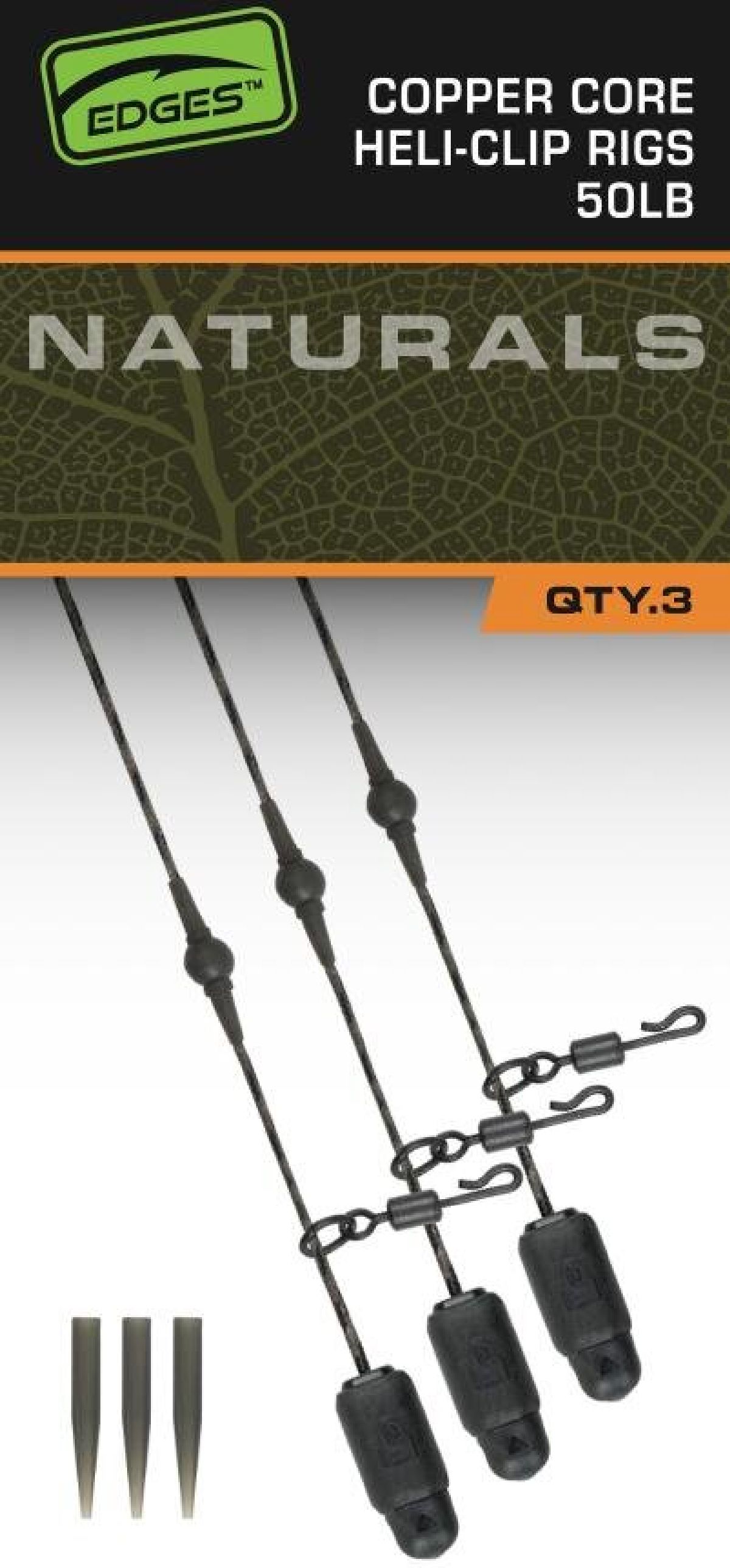 Fox Edges Naturals Copper Core Heli-Clip Rigs 50lb 3st.