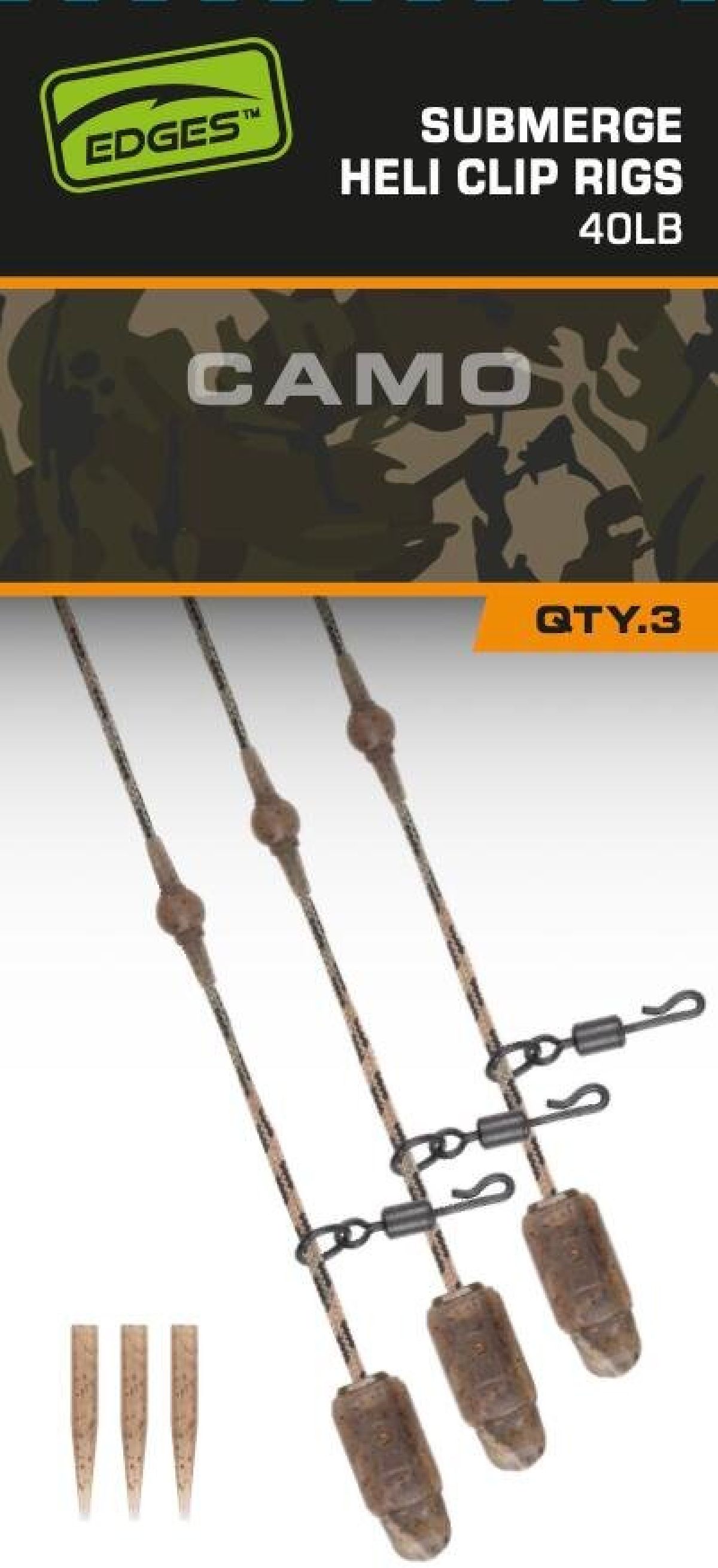 Fox Edges Camo Submerge Heli-Clip Rigs 40lb 3st.