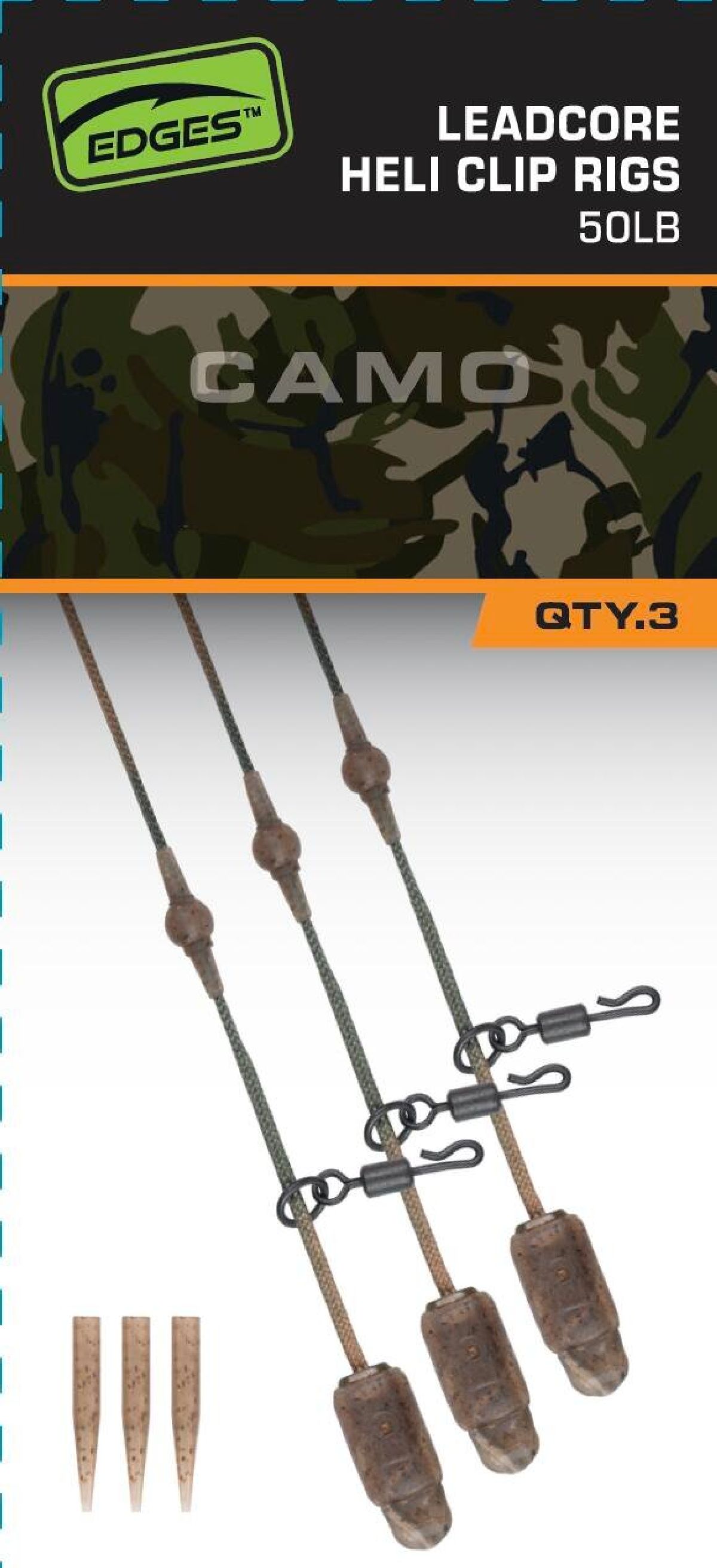 Fox Edges Camo Leadcore Heli-Clip Rigs 50lb 3st.