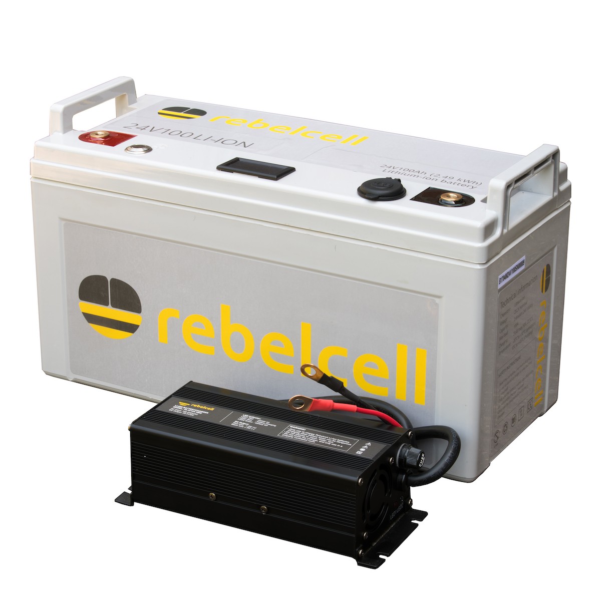 Rebelcell Set: 24V100AH accu + acculader Top Merken Winkel