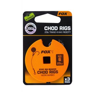 Fox Edge Armapoint Stiff Rig Beaked Chod Rigs 3St. 25LB Size 6