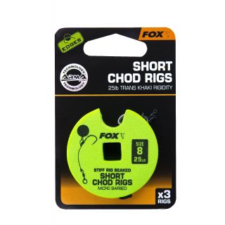 Fox Edge Armapoint Stiff Rig Beaked Chod Rigs Short 3St. 25LB Size 8