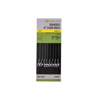 Korum Hair Rigs Banded Barbless 10cm 12b Size 10
