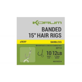 Korum Hair Rigs Banded Barbless 38cm 8lb Size 14